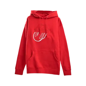 Stones Red Embroidered Circle Tongue Hoodie